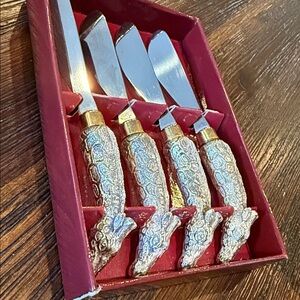 Antique new with box-Arthur Court Silver and Gold Giraffe Knife Set -never used